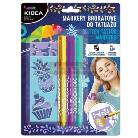 Markery do tatuażu 3szt z szablonami KIDEA