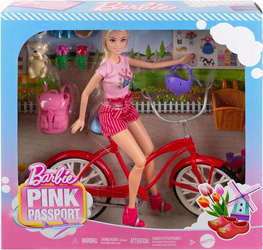 LALKA BARBIE PINK PASSPORT HOLANDIA lalka z rowerem + akcesoria HWJ00