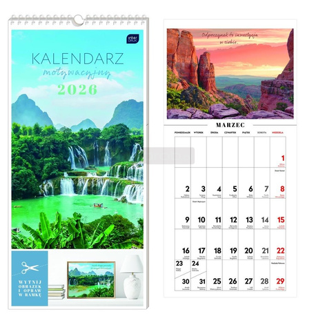 Kalendarz 2026 motywacyjny 22x46cm Widoki