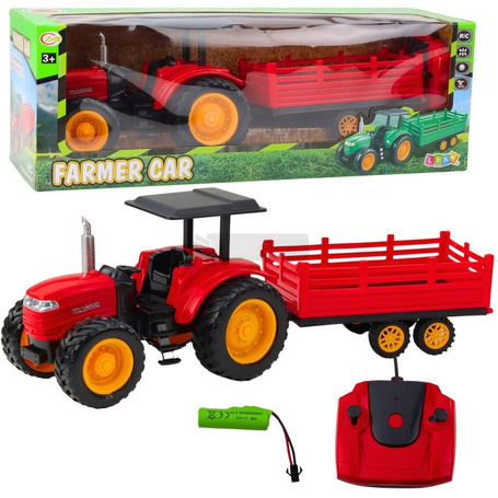 Traktor z przyczepą RC czerwony