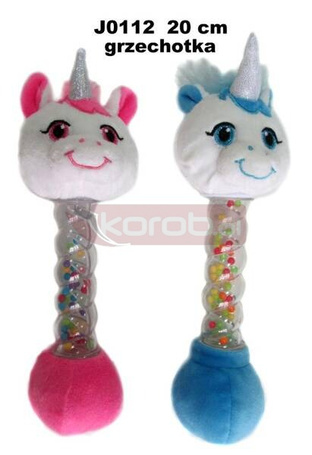 Jednorożec grzechotka 20cm MIX