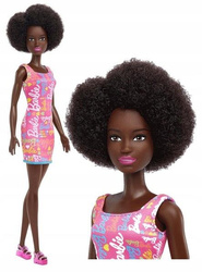 KLASYCZNA LALKA BARBIE brunetka w różowej sukience HGM58