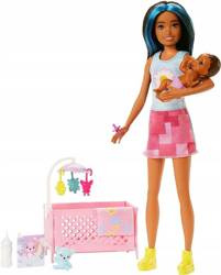 LALKA BARBIE SKIPPER USYPIANIE MALUSZKA łóżeczko HJY34