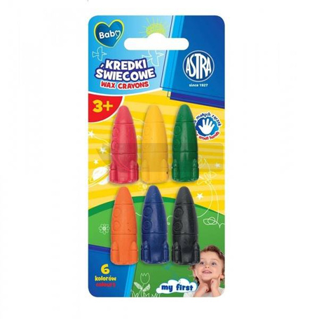 Kredki świecowe w kształcie rakiety 6kol ASTRA