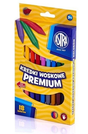 Kredki woskowe 18 kolorów ASTRA