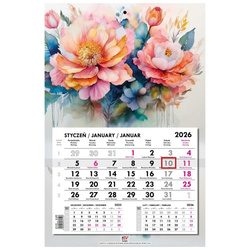 Kalendarz 2026 jednodzielny główka płaska Kwiaty