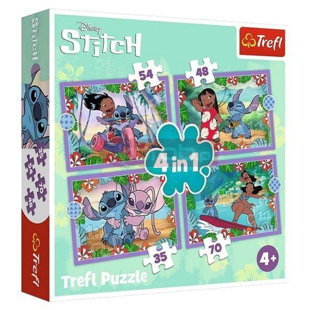 Puzzle 4w1 Szalony dzień Lilo & Stitch TREFL