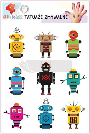 Tatuaże zmywalne dla dzieci Roboty