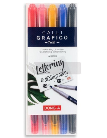 Pisaki do kaligrafi dwustronne ścięte 5 kolorów