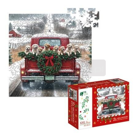 Puzzle drewniane 250 Christmas Podróżujące psy