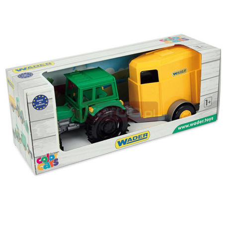 Farmer traktor z przyczepą na konie w kartonie