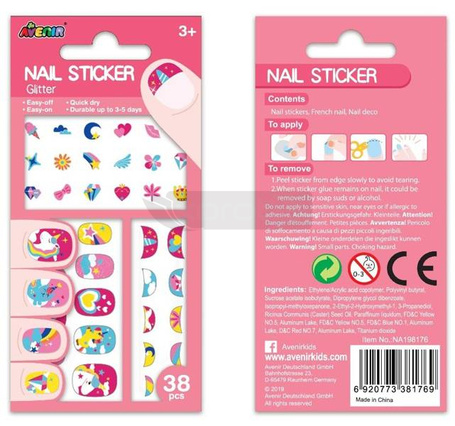 Naklejki na paznokcie - Jednorożec brokat