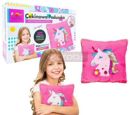 Poduszka kreatywna cekinowa jednorożec