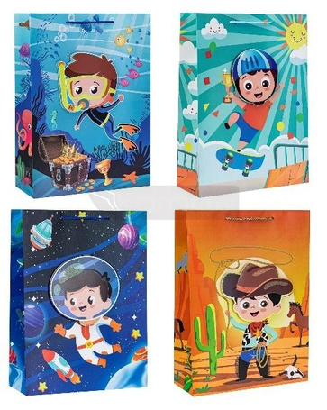 Torebka dziecięce hot-stamp 31x42x12cm mix ROZETTE