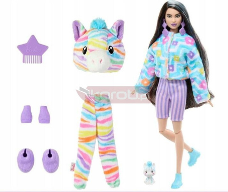 BARBIE CUTIE REVEAL KOLOROWE MARZENIA Lalka w kostiumie zwierzątka ZEBRA HRK39