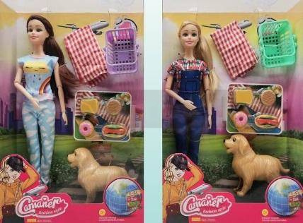 Lalka z psem - piknik MIX