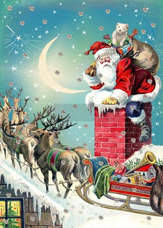 Karnet B6 brokat z kopertą Święta Mikołaj