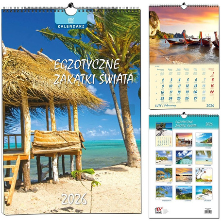 Kalendarz 2026 B3 13 plansz Egzot. Zakątki Świata