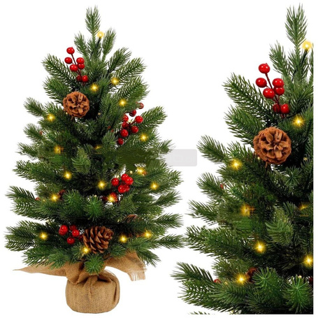 Choinka ozdobna LED z jarzębiną 60x20cm