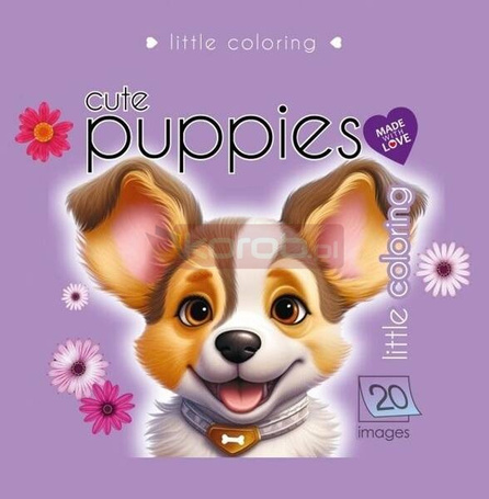 Kolorowanka 140x140 Słodkie pieski fioletowa