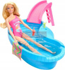 LALKA BARBIE BASEN zestaw basen ze zjeżdżalnią + lalką Barbie w kostiumie HRJ74