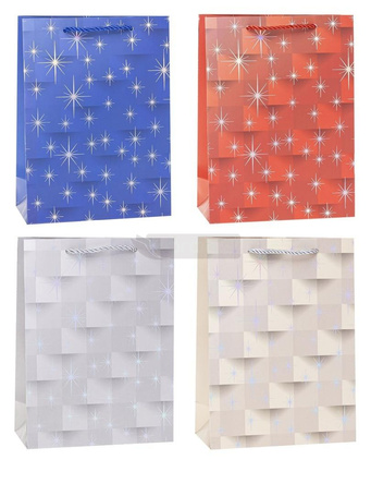 Torebka ozdobna 26x32x10cm hot-stamp mix ROZETTE