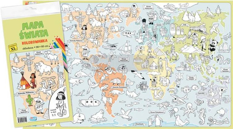 Mapa świata. Kolorowanka XL - kolor