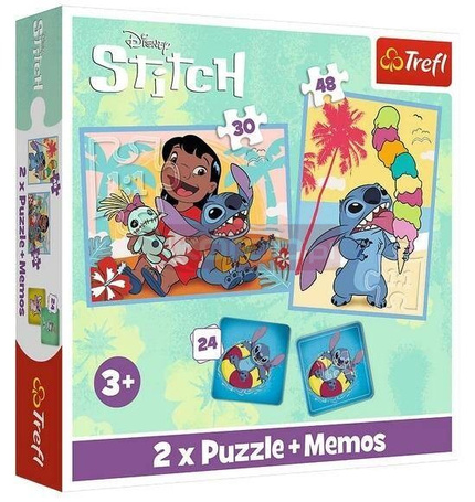 Puzzle 2w1 + memos Wesoły dzień Lilo&Stitch TREFL