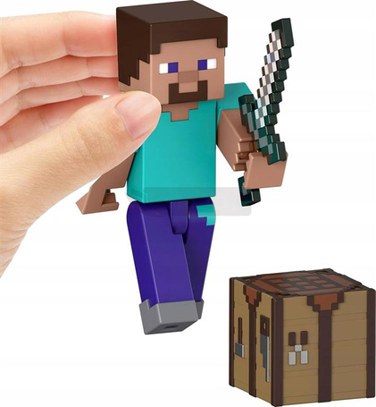 MINECRAFT FIGURKA STEVE pikselowa figurka + akcesoria JCN28