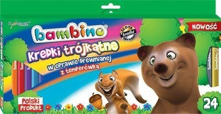 Kredki trójkątne drewniane 24 kolory Bambino