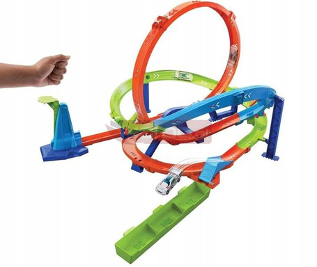 HOT WHEELS LET'S RACE ZESTAW ZAKRĘCONE TORNADO PĘTLI + 1 autko HTK16