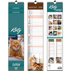 Kalendarz 2026 paskowy 13 planszowy Koty