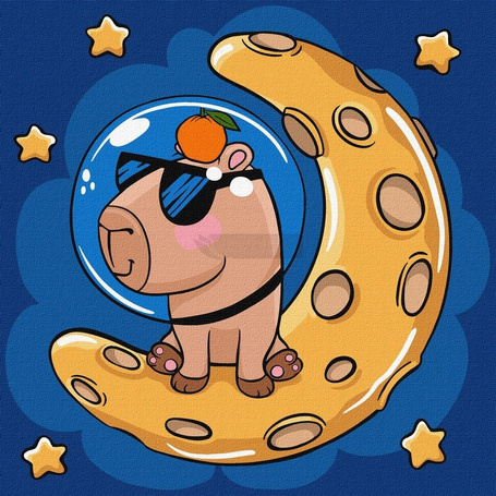 Malowanie po numerach - Kapibara na księżycu 30x30