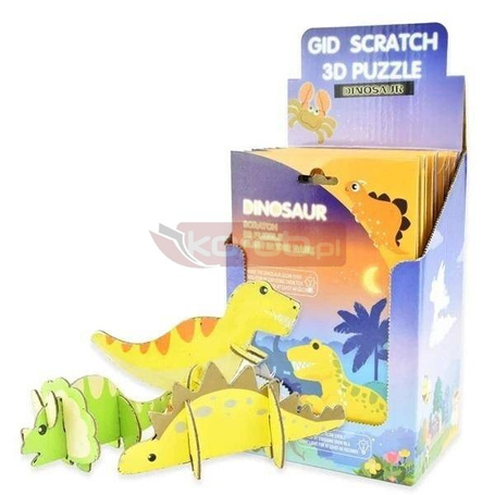Puzzle 3D zdrapki świecące w ciemności Dinozaury