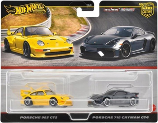 HOT WHEELS PREMIUM CULTURE CAR 2-pack Porsche 993 GT2/ Porsche 718 Cayman HRR82