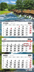 Kalendarz 2026 trójdzielny płaska główka Młyny