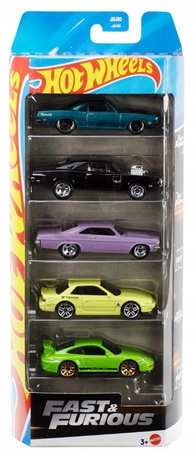 FAST & FURIOUS HOT WHEELS PIĘCIOPAK ZESTAW 5 autek 5-pak JDR19