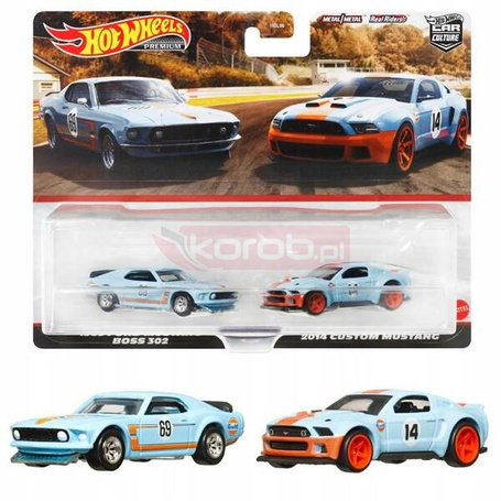 HOT WHEELS PREMIUM CAR CULTURE 2-pack '69 Ford Mustang BOSS 302 /'14 Custom HKF58