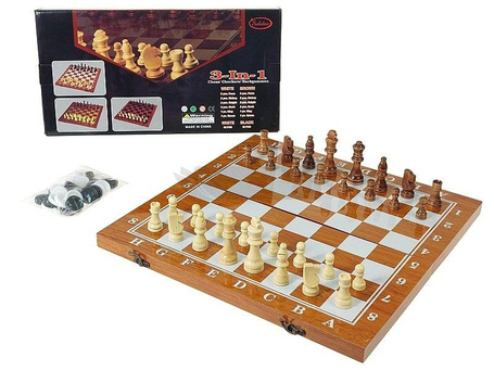 Szachy drewniane 3w1