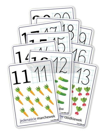 Plansze edukacyjne A4 - Cyfry 11-20 10 kart