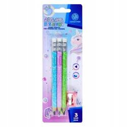 ASTRA OŁÓWEK TRÓJKĄTNY DO NAUKI PISANIA 3 szt + temperówka JEDNOROŻEC 4937