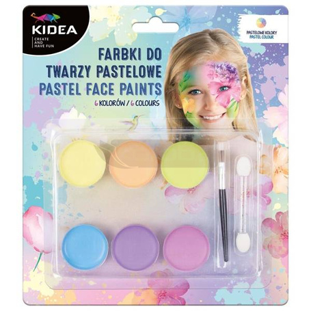 Farbki do twarzy pastelowe 6 kolorów KIDEA