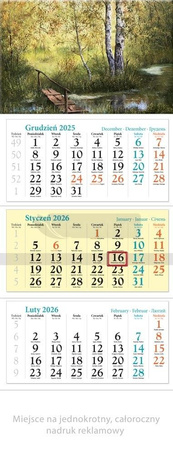 Kalendarz 2026 ścienny trójdzielny Zakątek