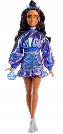 LALKA BARBIE DELUXE STYLE #7 w stroju z metalicznym połyskiem JFP42