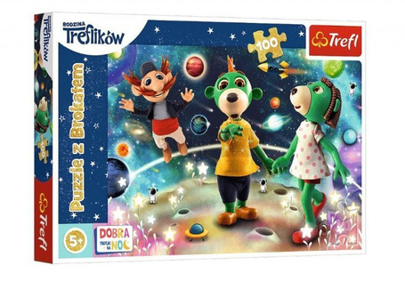 Puzzle 100 elementów Glitter Trefliki wśród gwiazd