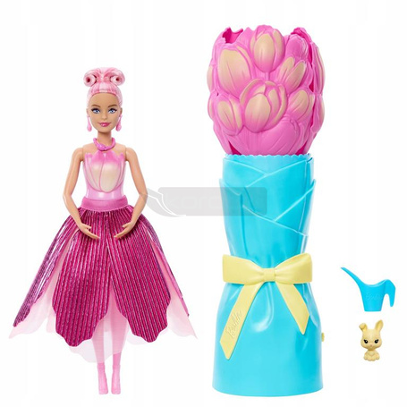 LALKA BARBIE Barbie Petal Pop Bukiet Tulipanów, pachnąca lalka + króliczek JMF57