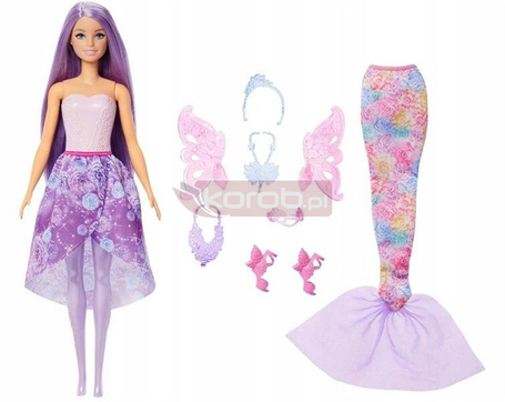 LALKA BARBIE MAGICZNA WRÓŻKA lalka z ubrankami KSIĘŻNICZKA SYRENKA WRÓŻK JCP74