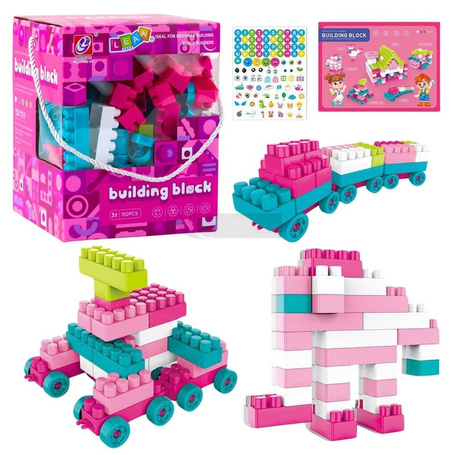 Klocki konstrukcyjne pastelowy róż 150el