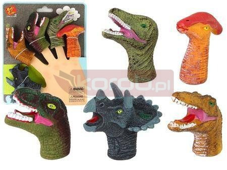 Pacynki na palce dinozaury kolorowe 5szt