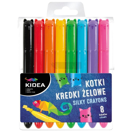 Kredki żelowe Kotki 8 kolorów KIDEA